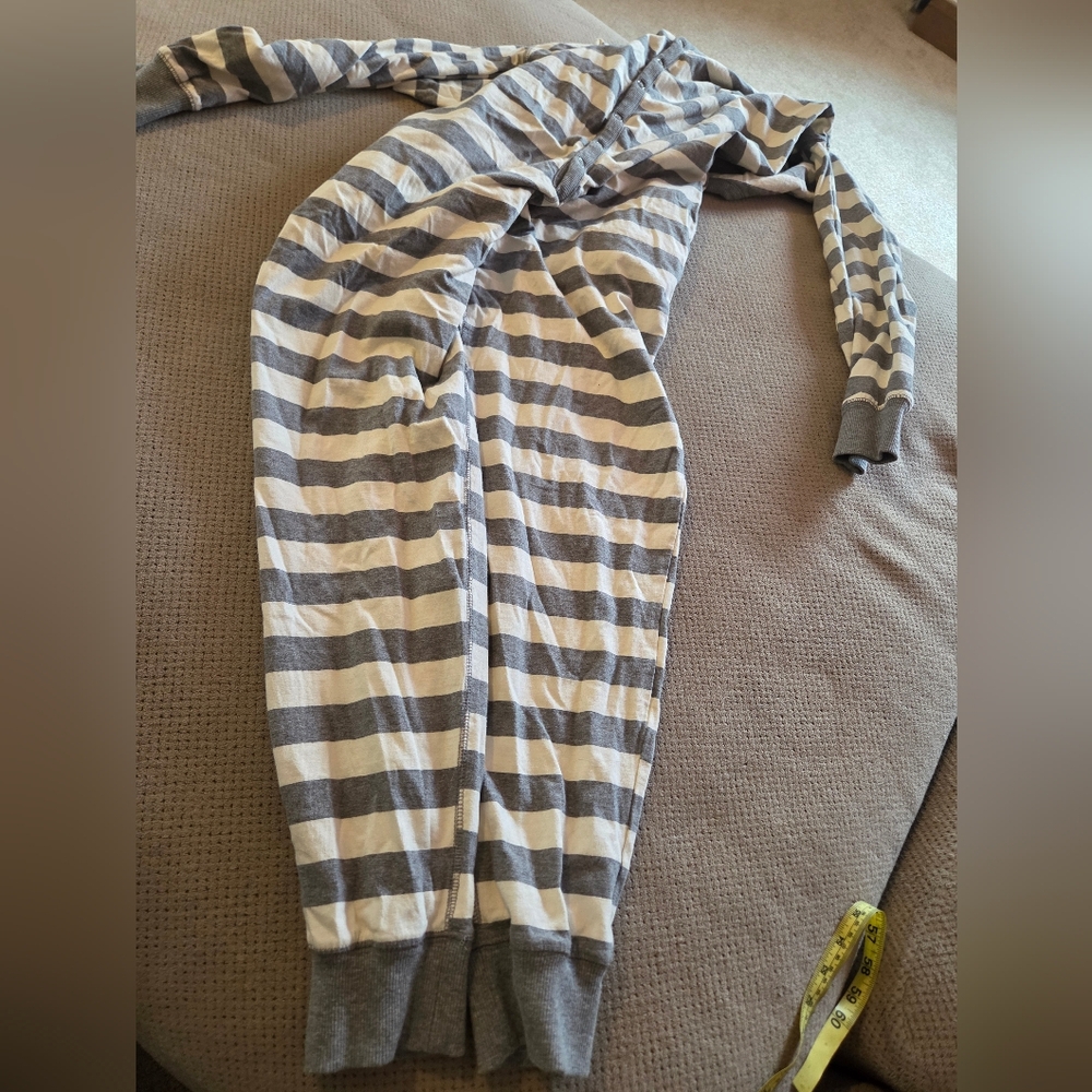 Men's Medium Striped Union Suit Gray & White - Goodfellow & Co™Snap buttons - Picture 7 of 12